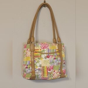 Womens Fabric Patchwork Floral Tote Bag